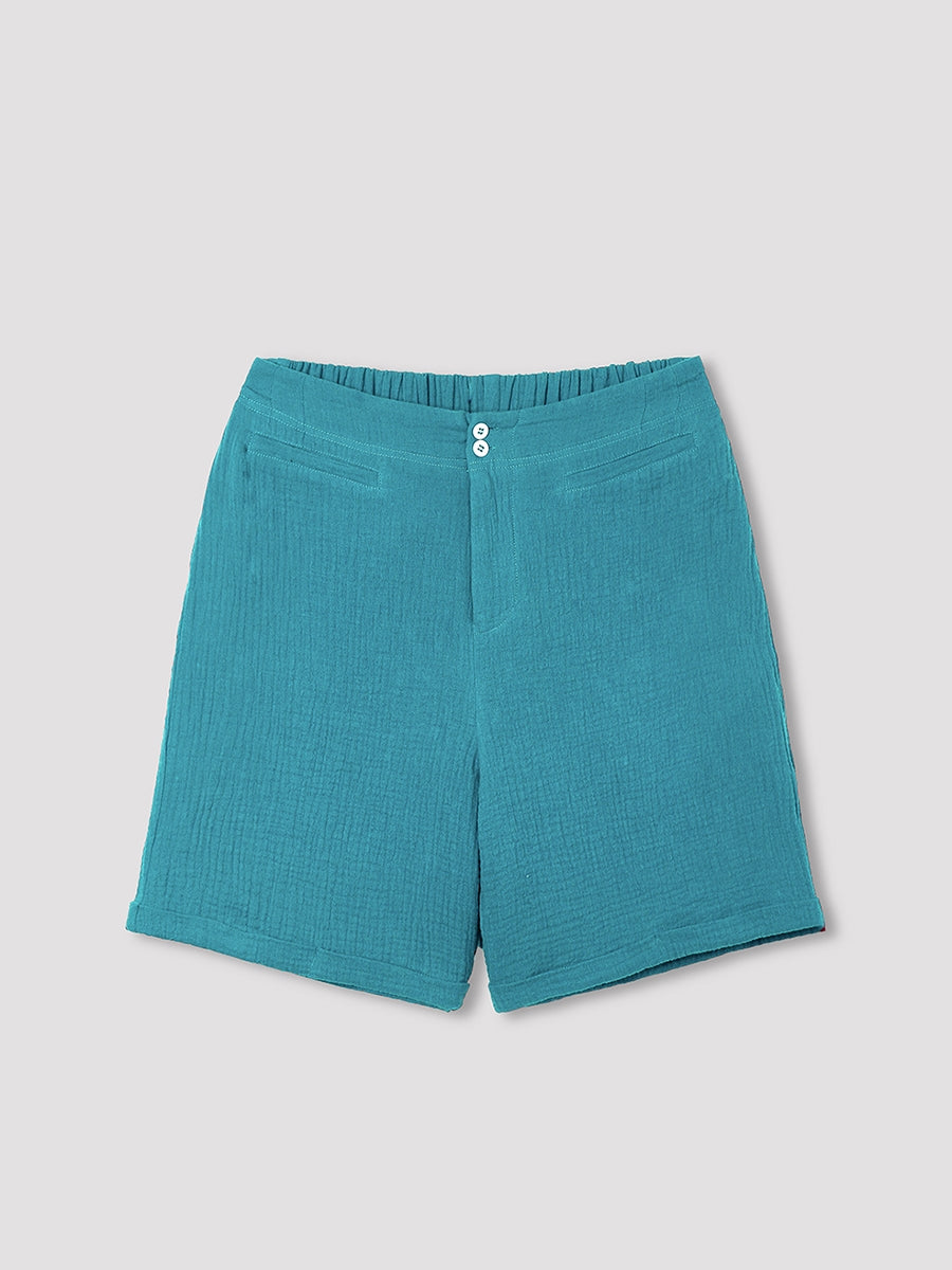 Comfysol Solid Color Summer Casual Shorts With Buttons