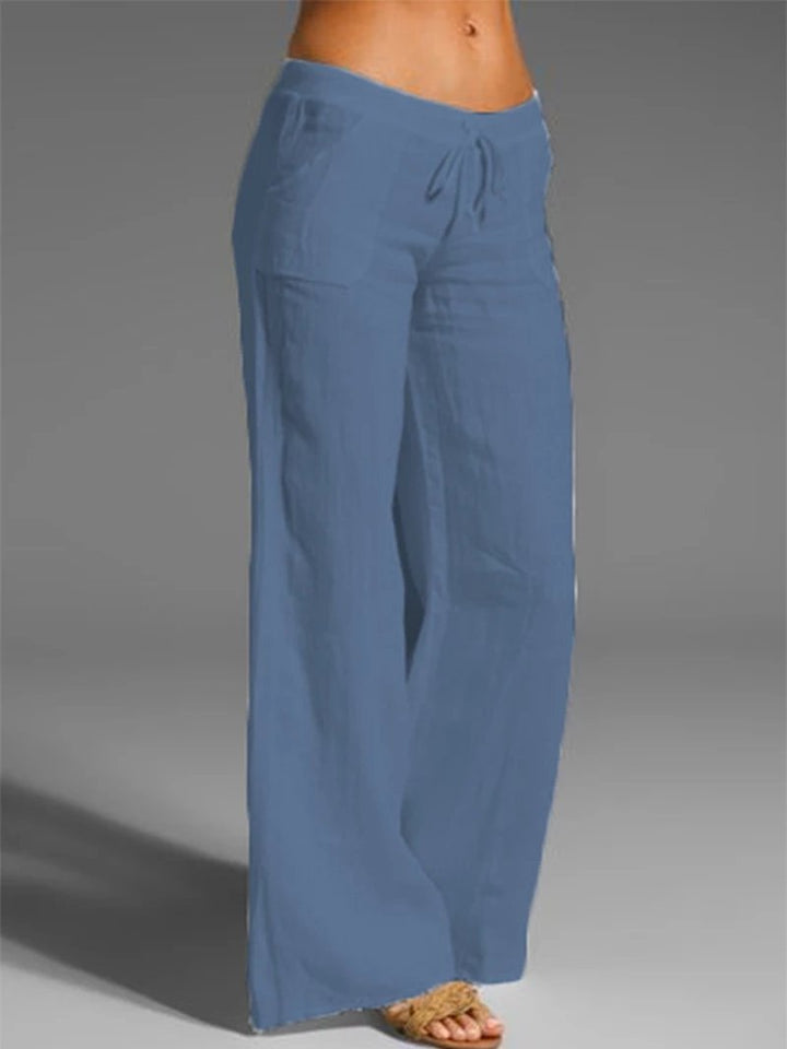 Comfysol Solid Color Pockets Casual Daily Pants