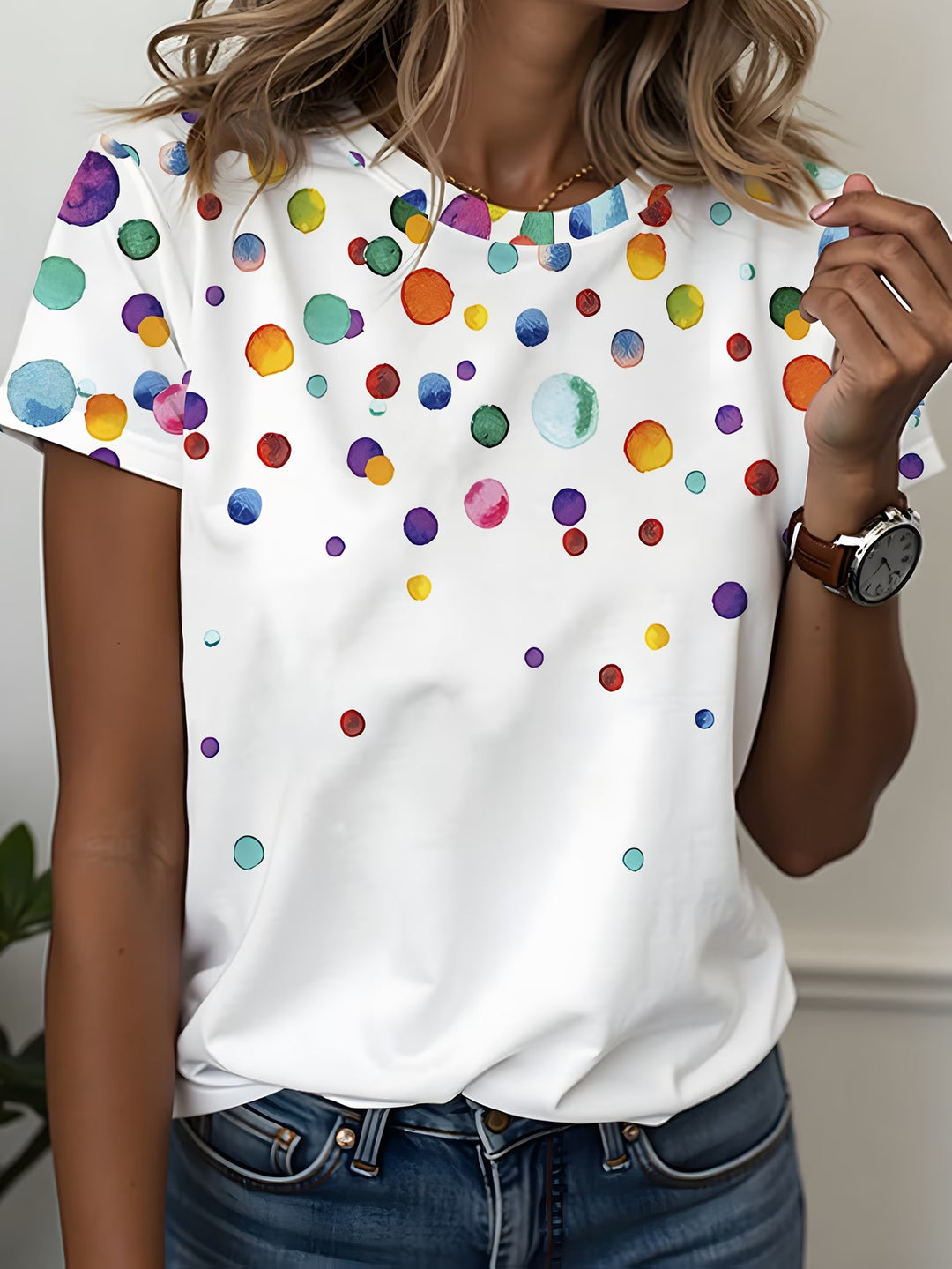 Women Abstract Short Sleeve Tee T-shirt Crew Neck Printing Casual Graphic Tee Summer Top