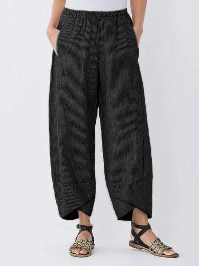 Comfysol Summer Pockets Striped Casual Capri Pants