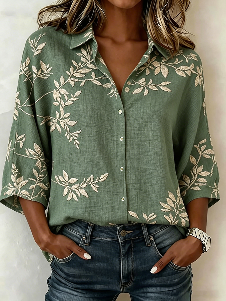 Loose Vintage Cotton And Linen Blouse