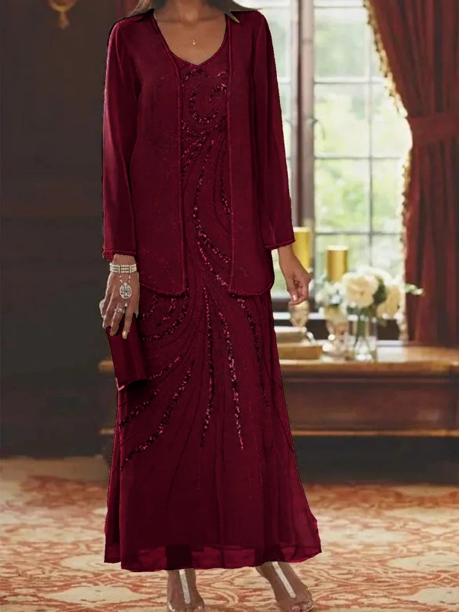 Comfysol Women's Long Sleeve Two Piece Set Spring Fall Coat and Skirt Elegant Party