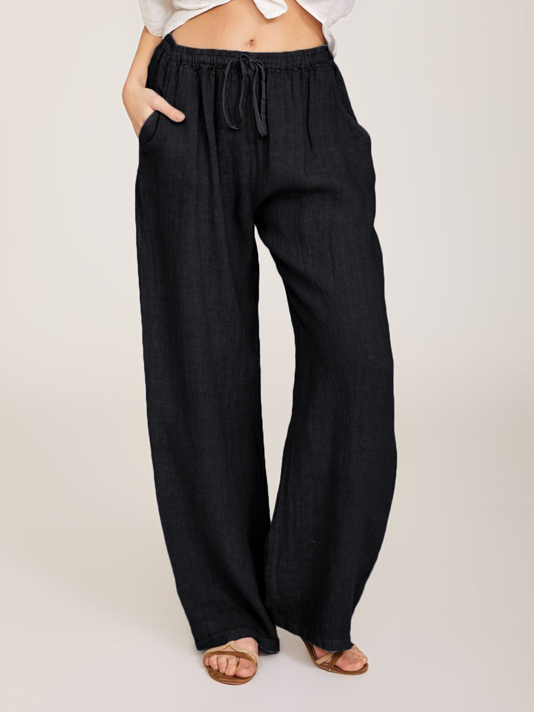 Comfysol Casual Solid Color Wide Leg Pants