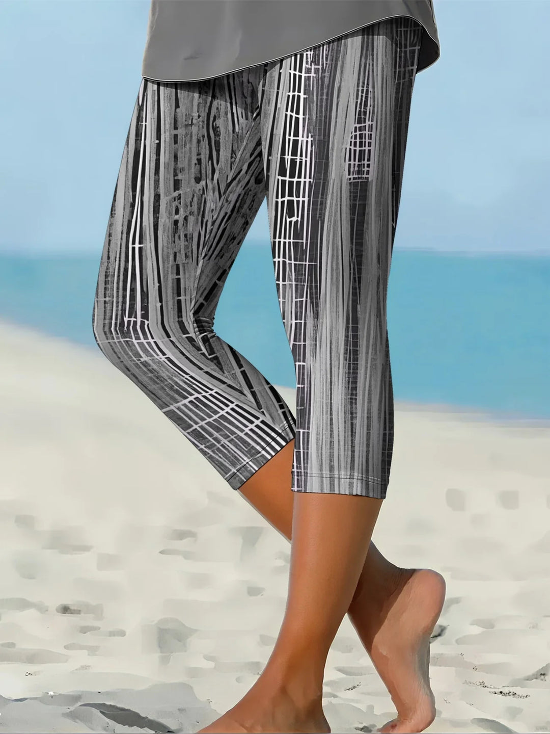Women Abstract Capris Elastic Waist Pants Casual Summer Trousers Women Abstract Capris Elastic Waist Pants Casual Summer Trousers Women Abstract Capris Elastic Waist Pants Casual Summer Trousers