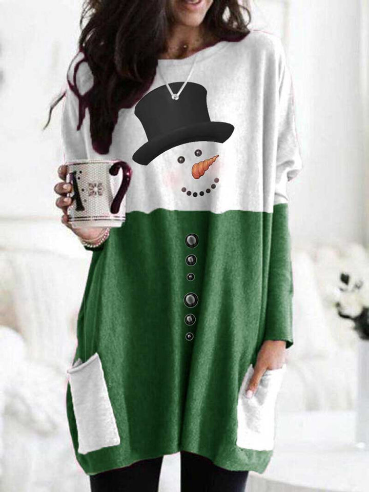Comfysol Women's Snowman Print Long Sleeve T-shirt