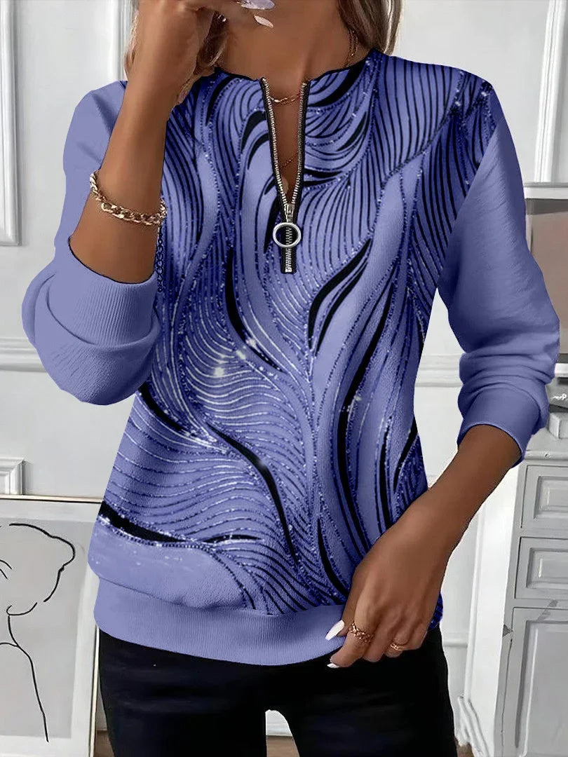 Women Abstract Crew Neck Printing Casual Spring/Fall Long Sleeve Sweatshirt