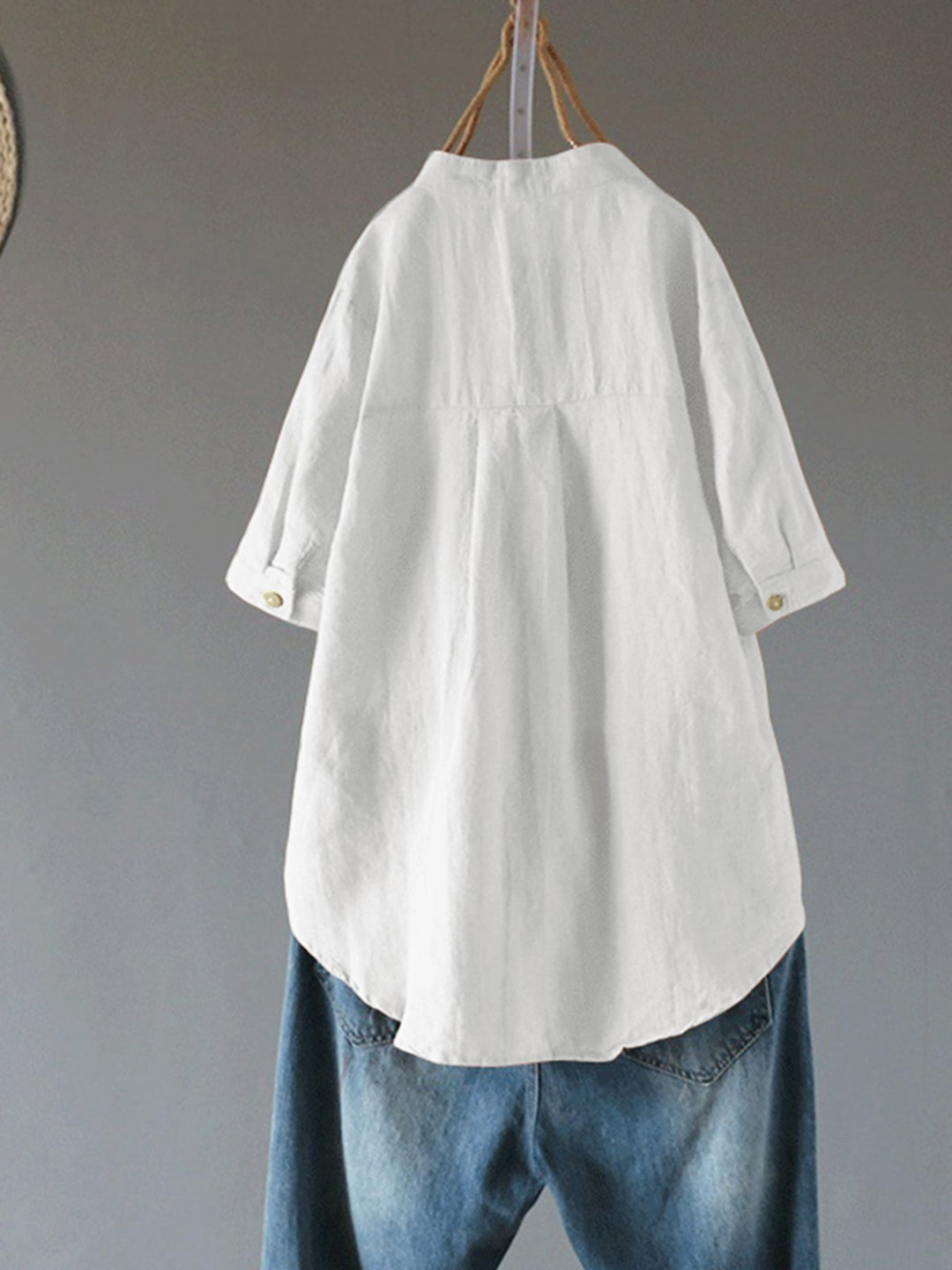 Comfysol Casual Buttons V Neck Short Sleeve Blouse