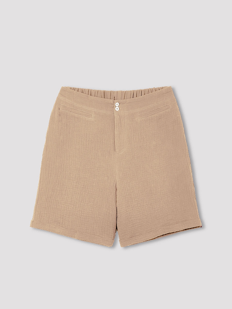 Comfysol Solid Color Summer Casual Shorts With Buttons