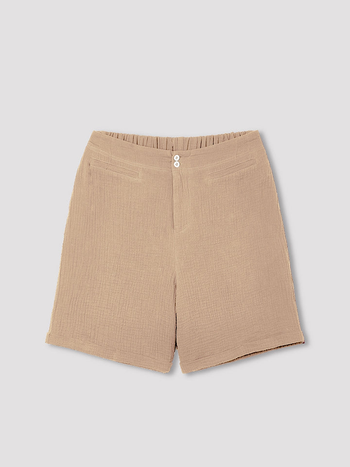 Comfysol Solid Color Summer Casual Shorts With Buttons