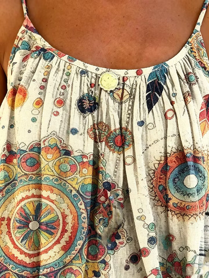 Women's Mandala & Floral Vintage Print Spaghetti Strap Camisole Top