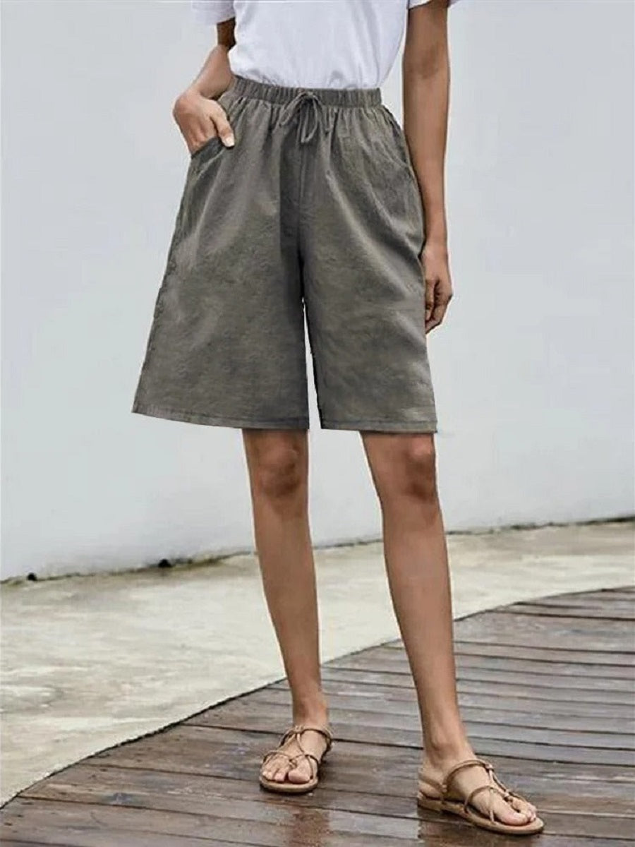 Comfysol Deep Gray Casual Solid Short Pants with Pockets