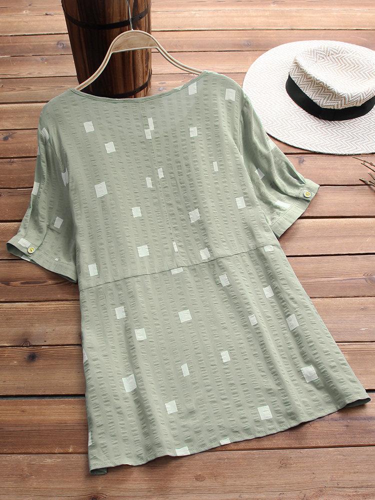 Comfysol Short Sleeve Geometric Print Casual T-shirt