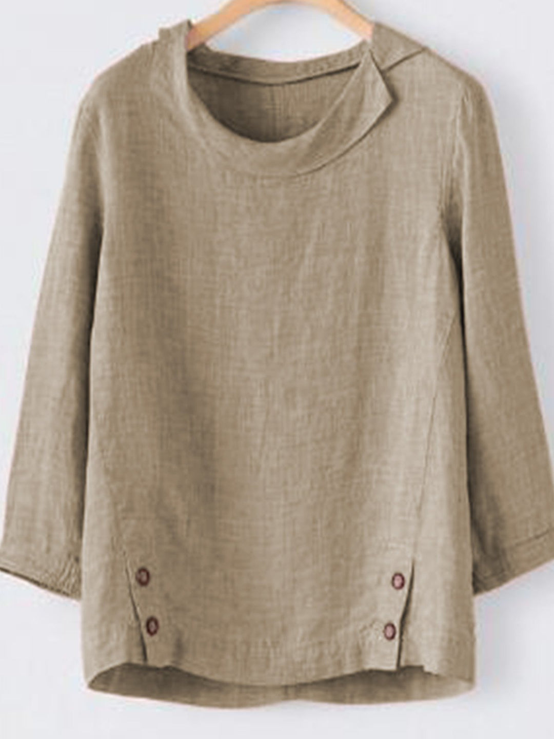 Comfysol Casual Three Quarter Sleeve Buttoned Blouse