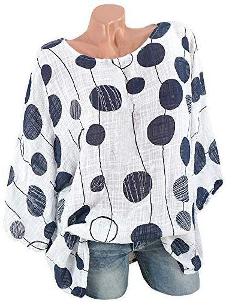 Comfysol Polka Dot Three Quarter Sleeve Casual Blouse