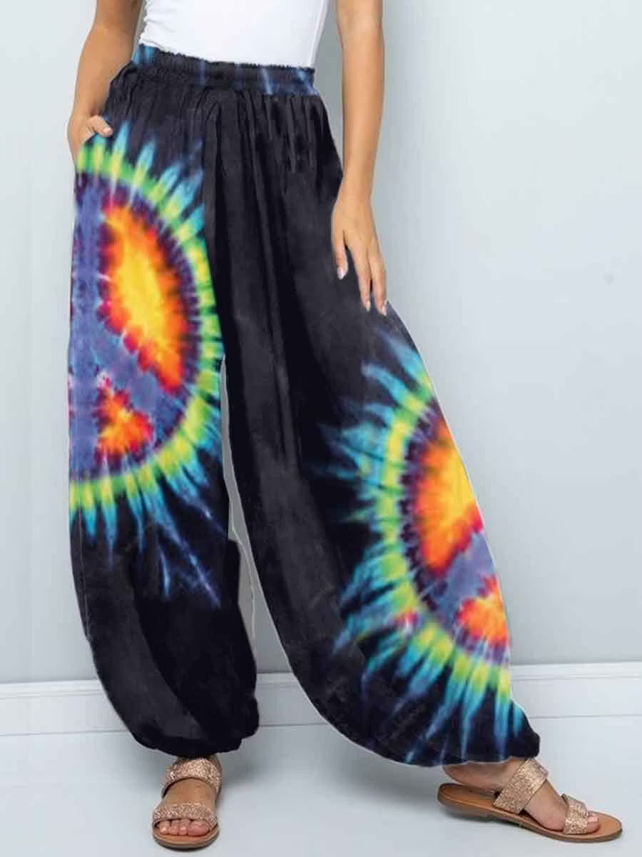 Women’s Vintage Tie Dye Hippie Harem Pants