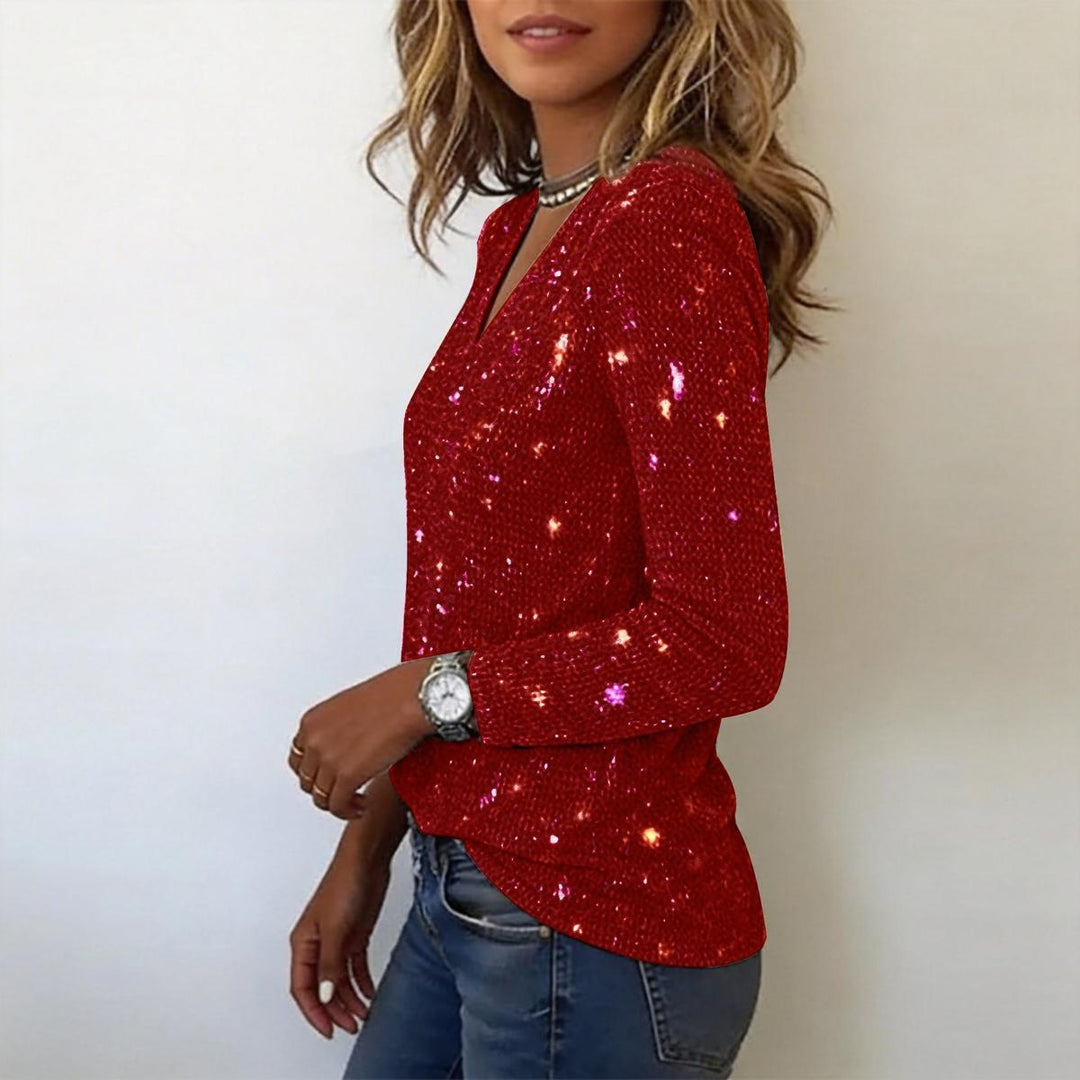 Gorgeous V-Neck Sequined Top