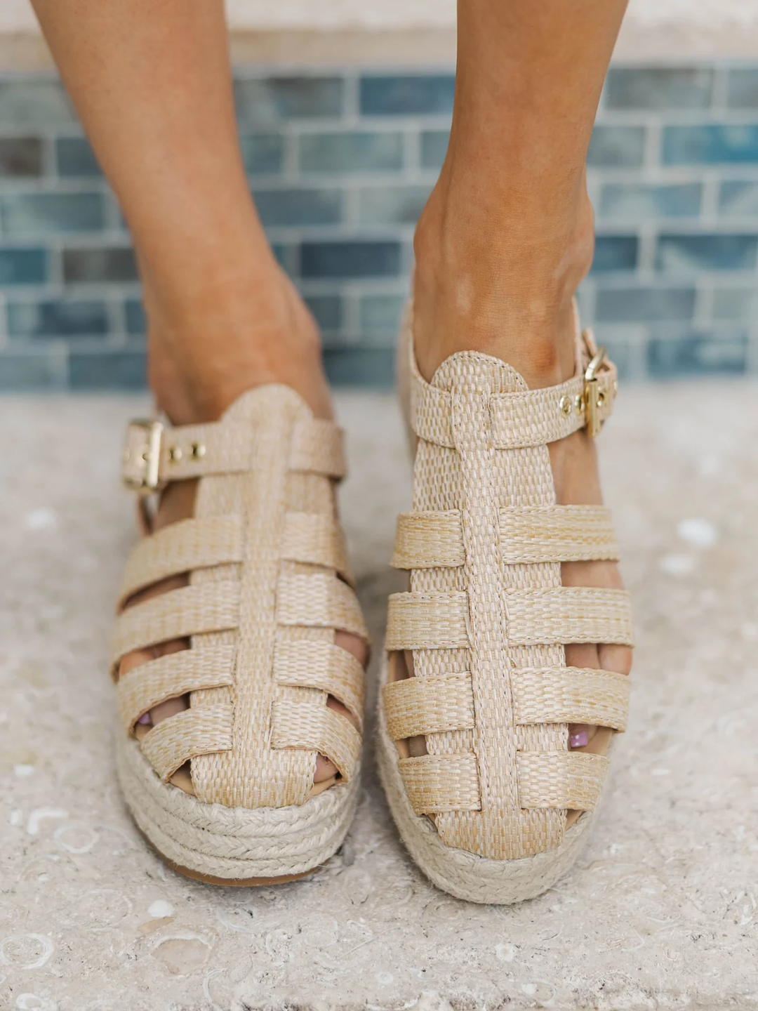Natural Cross-Strap Comfort Sandals