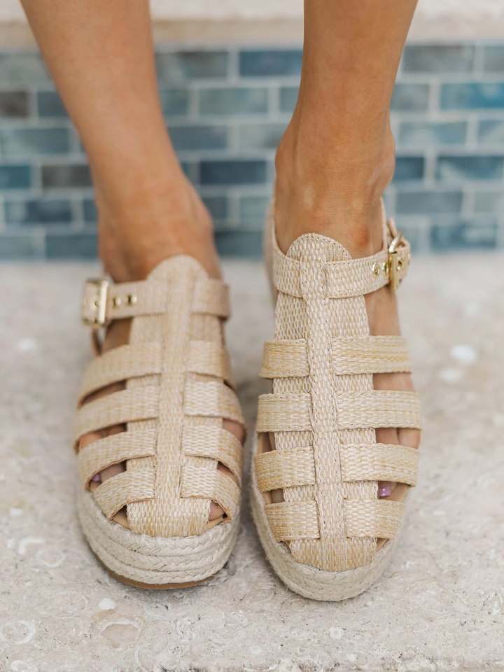 Natural Cross-Strap Comfort Sandals