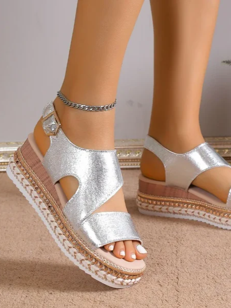 Orthopedic Platform Sandals with Ankle Strap
