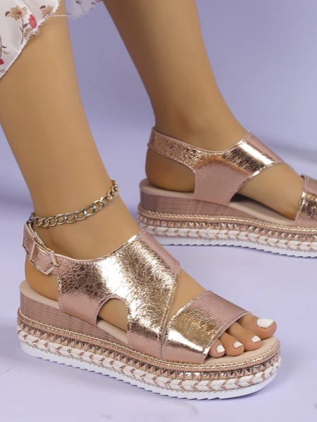 Orthopedic Platform Sandals with Ankle Strap