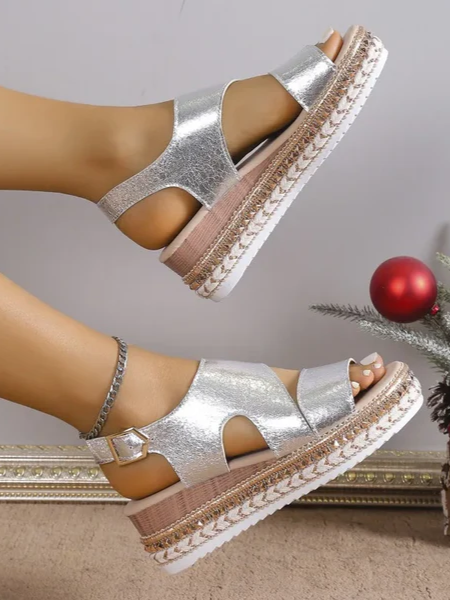 Orthopedic Platform Sandals with Ankle Strap