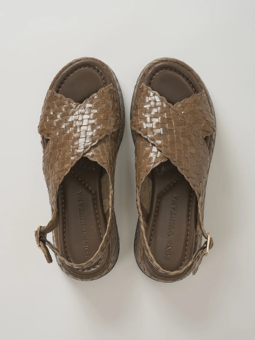 Smoke Trenzado Platform Sandals by Pons Quintana