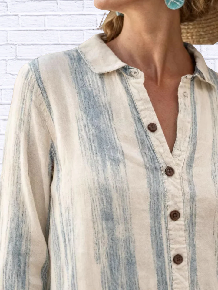 Classic Striped Button-Down Midi Dress – Elegant Casual Shirt Dress  Alternative Titles