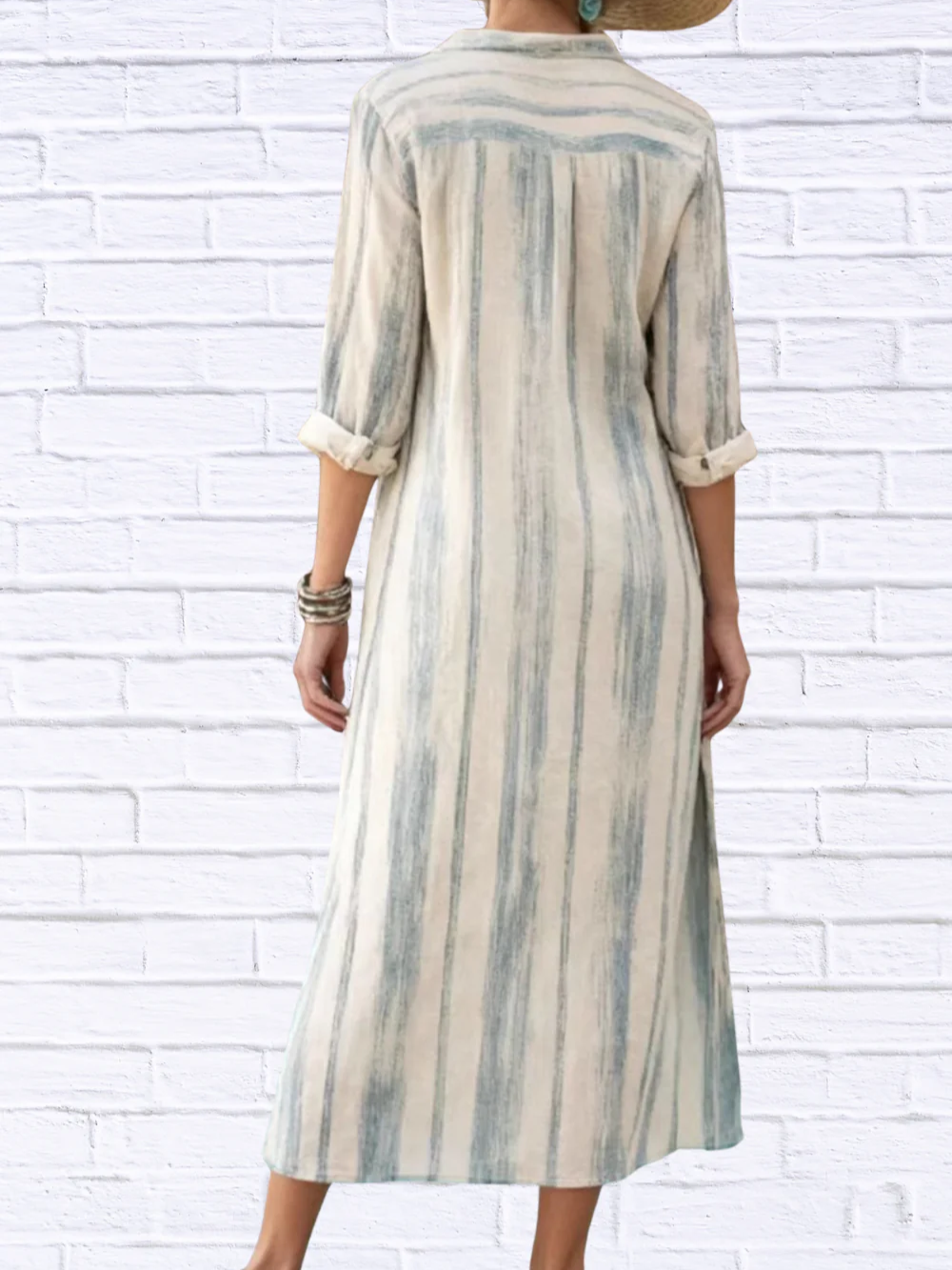 Classic Striped Button-Down Midi Dress – Elegant Casual Shirt Dress  Alternative Titles