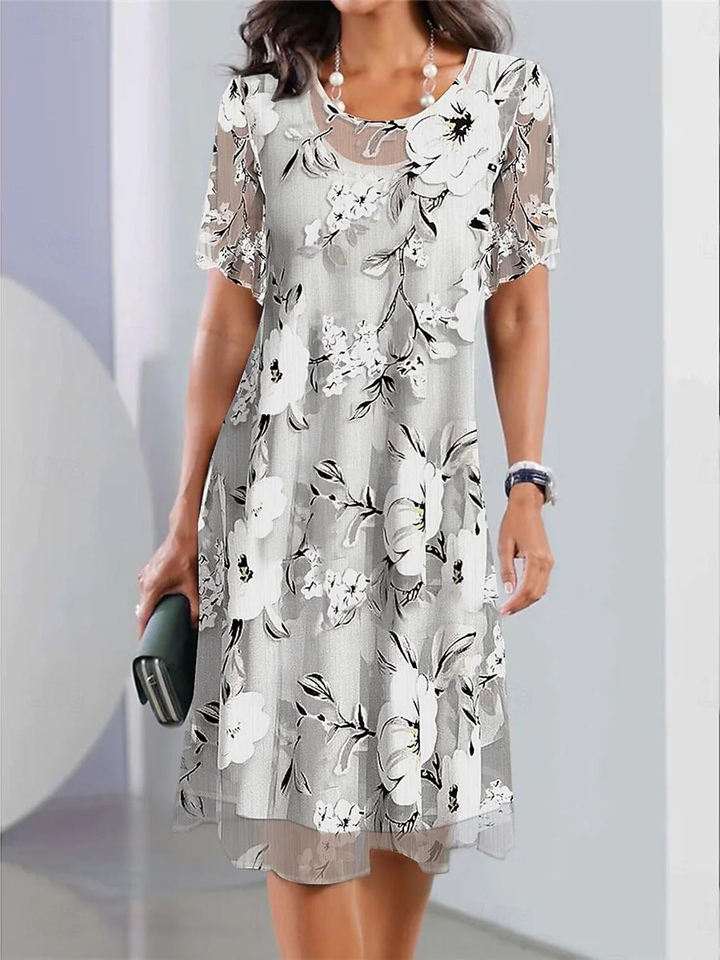 Elegant Midi Dress – Timeless Round Neck Feminine Dress
