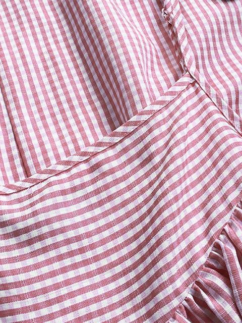 Comfysol Short Sleeve Round Neck Plaid Casual Summer Two Piece Maxi Dress