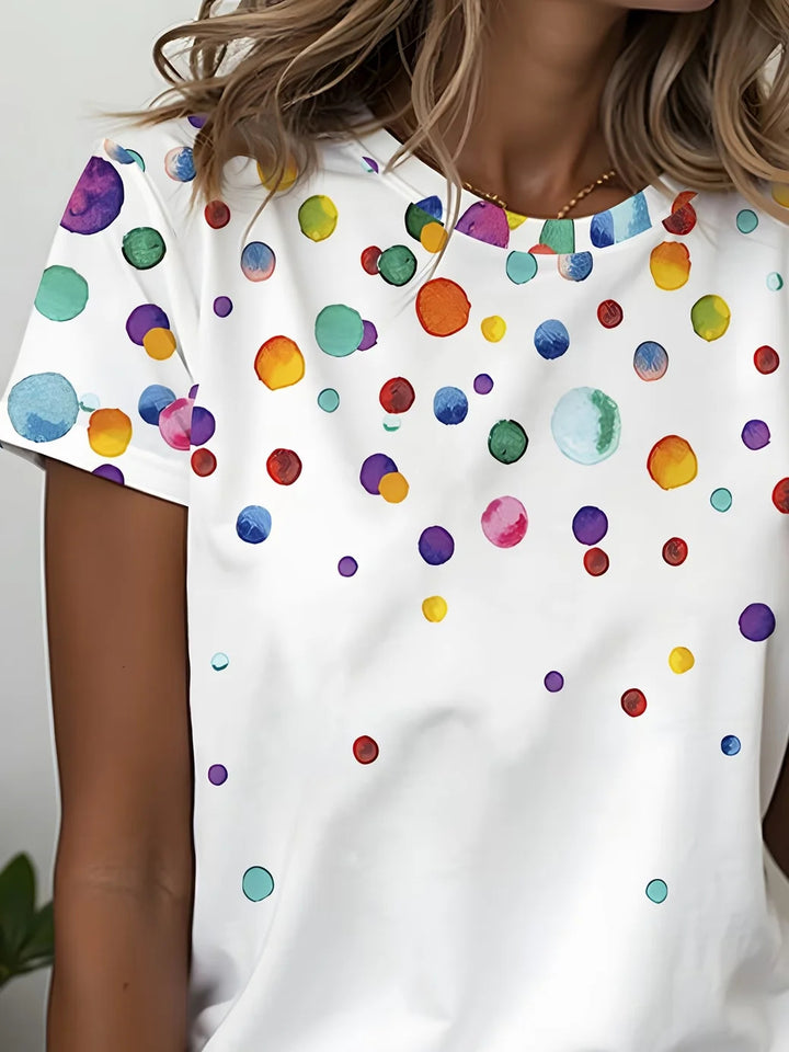 Women Abstract Short Sleeve Tee T-shirt Crew Neck Printing Casual Graphic Tee Summer Top