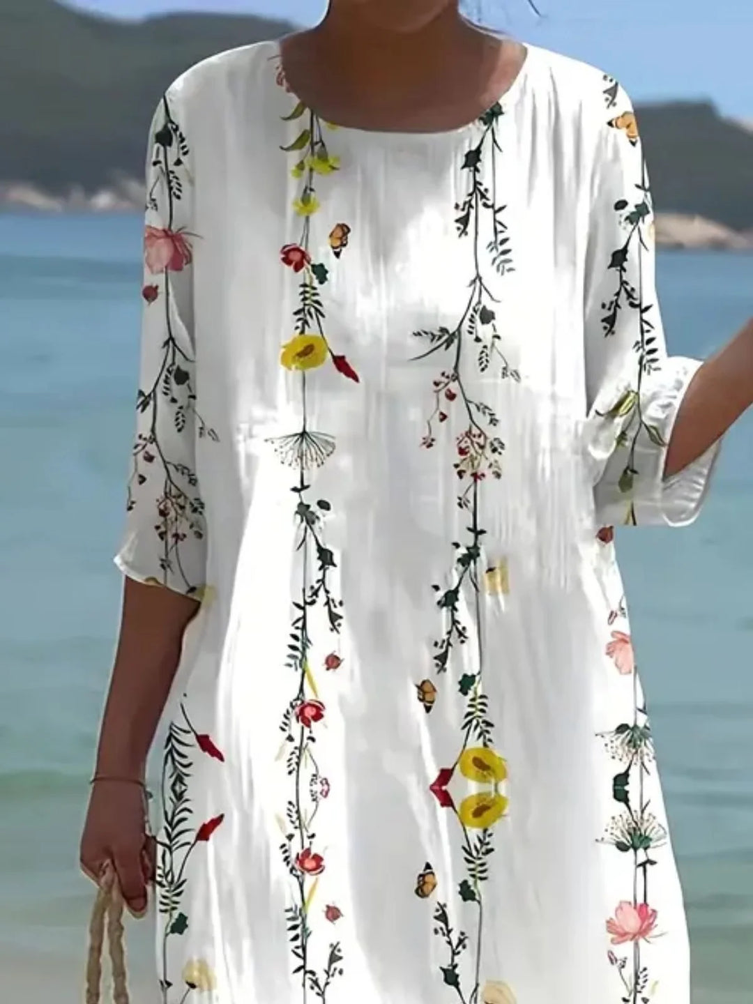 Casual Floral Midi Dress – Relaxed Fit Boho Summer Dress for Women