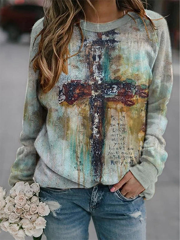 Comfysol Multi Casual Round Neck Long Sleeve Character Printed Sweatshirts