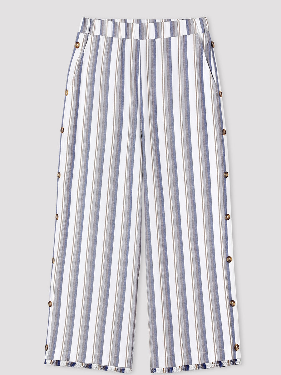 Comfysol Stripe Casual Button Pants