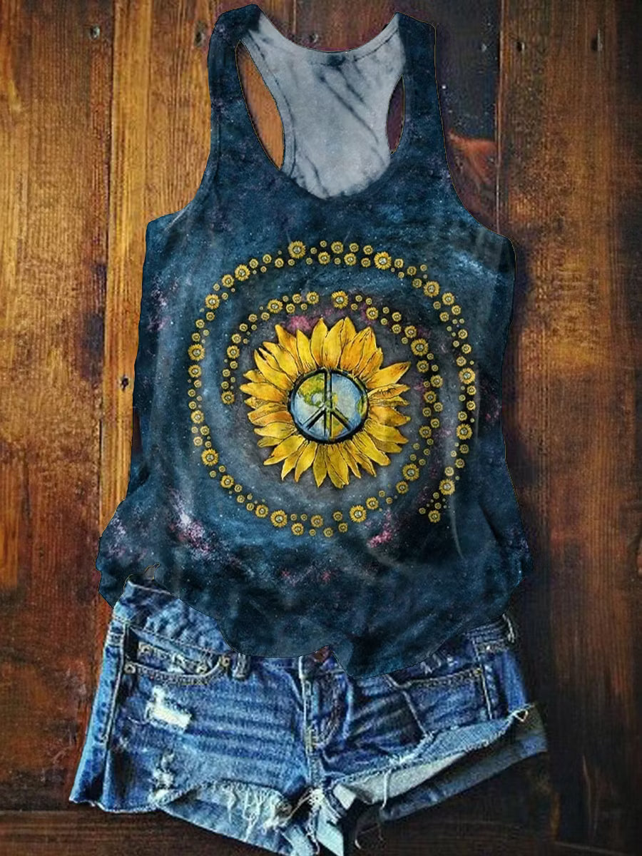 Women's Hippie Tie Dye Art Print Tank Top