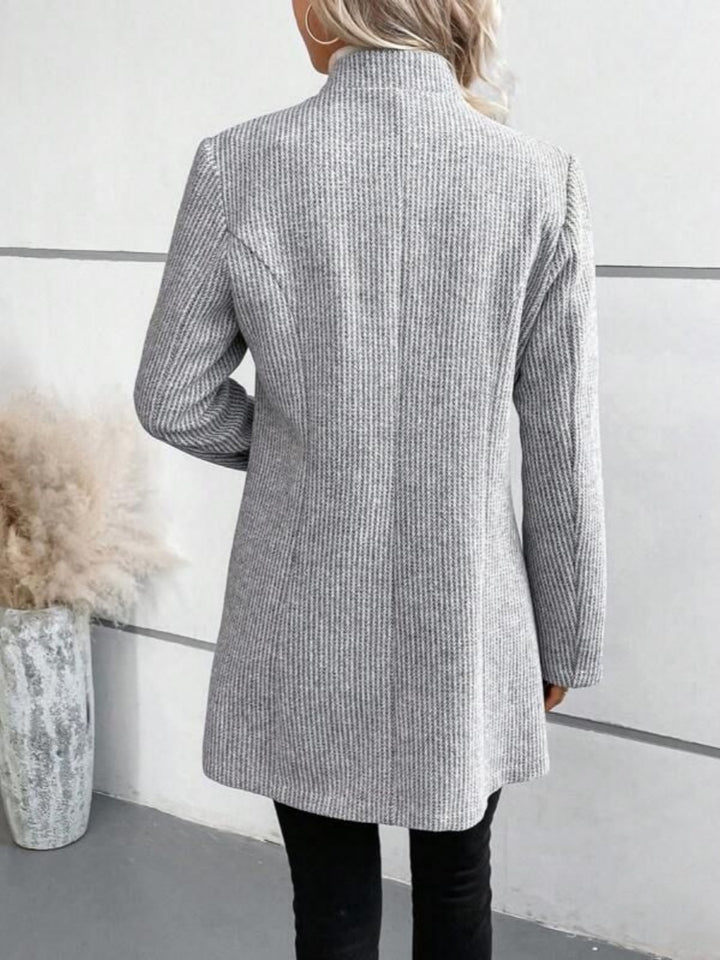 Comfysol Classy Print Collarless Long Sleeve Outerwear