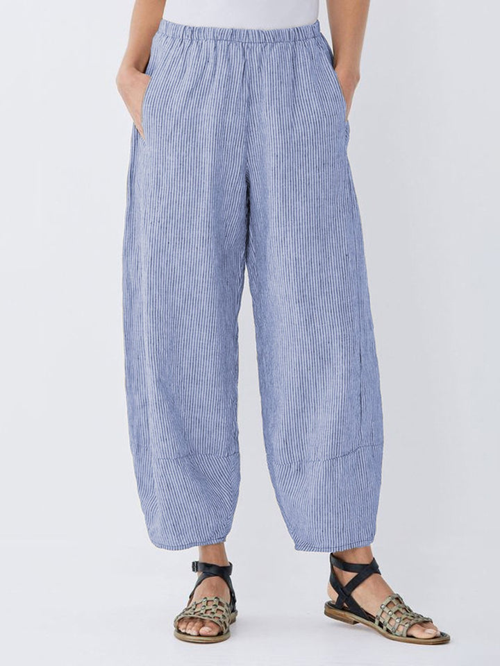 Comfysol Casual Pockets Striped Pants