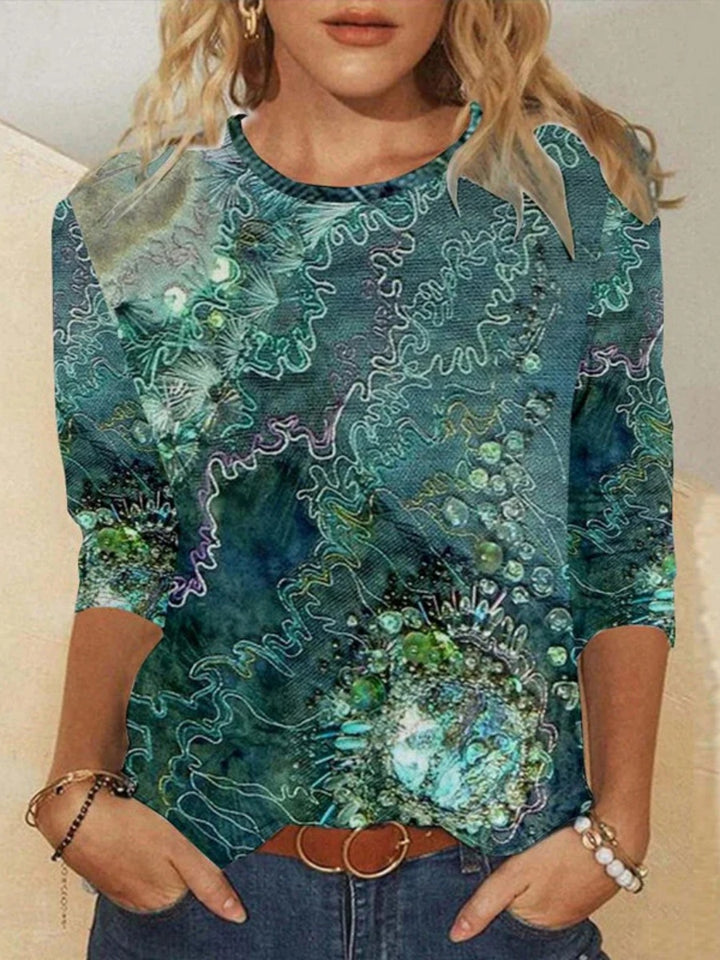 Comfysol Vintage Abstract Print T-Shirt