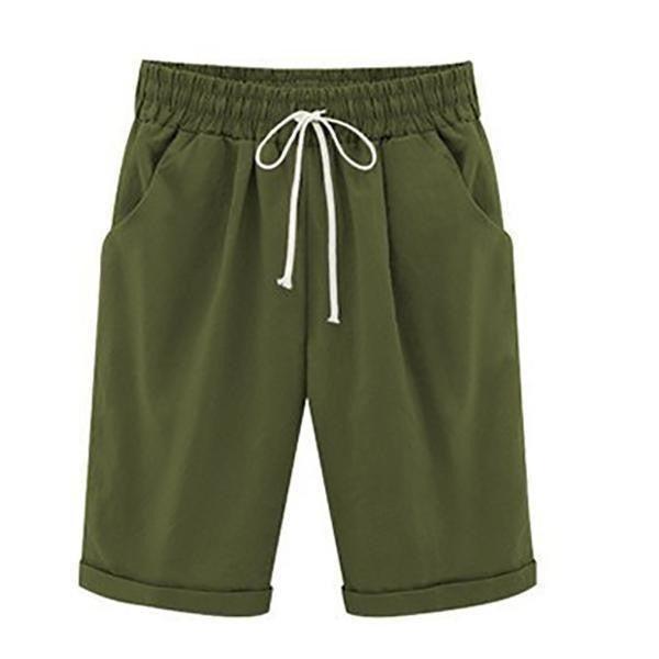 Comfysol Women's Casual Vacation Loose Cotton Shorts with Pockets