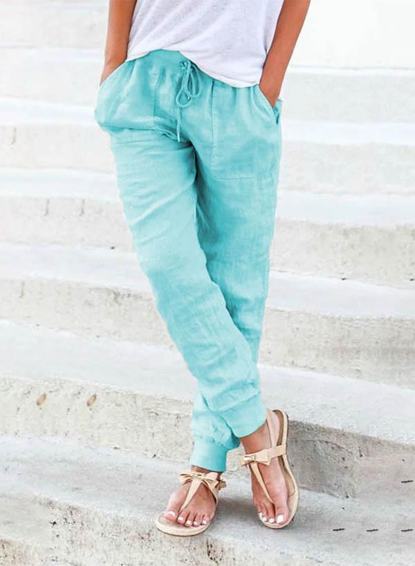 Comfysol Pockets Casual Solid Color Pants