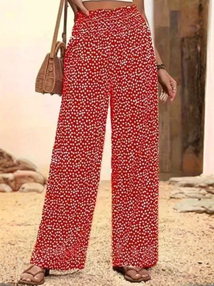 Women Floral Long Elastic Waist Pants Casual Spring/Fall Trousers
