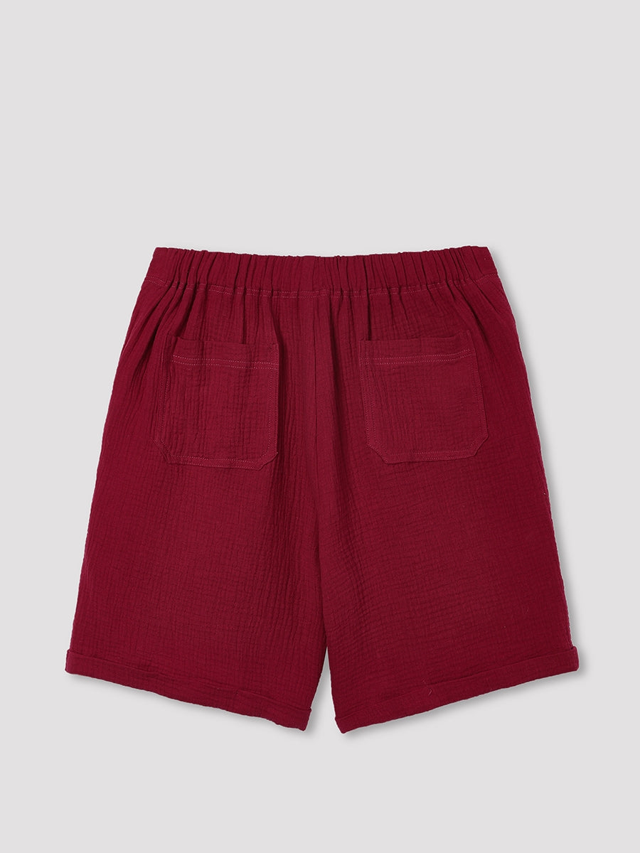 Comfysol Solid Color Summer Casual Shorts With Buttons