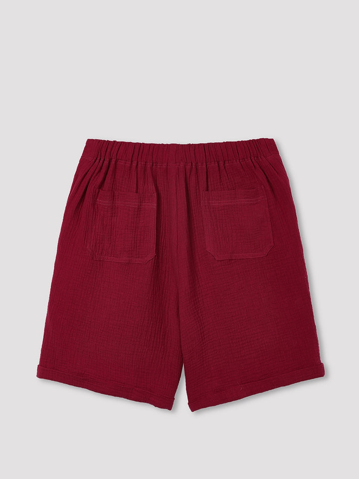 Comfysol Solid Color Summer Casual Shorts With Buttons