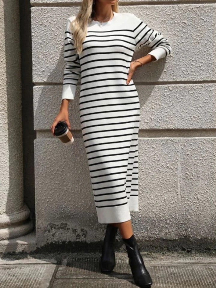 Comfysol Elegant Long Striped Knitted Dress