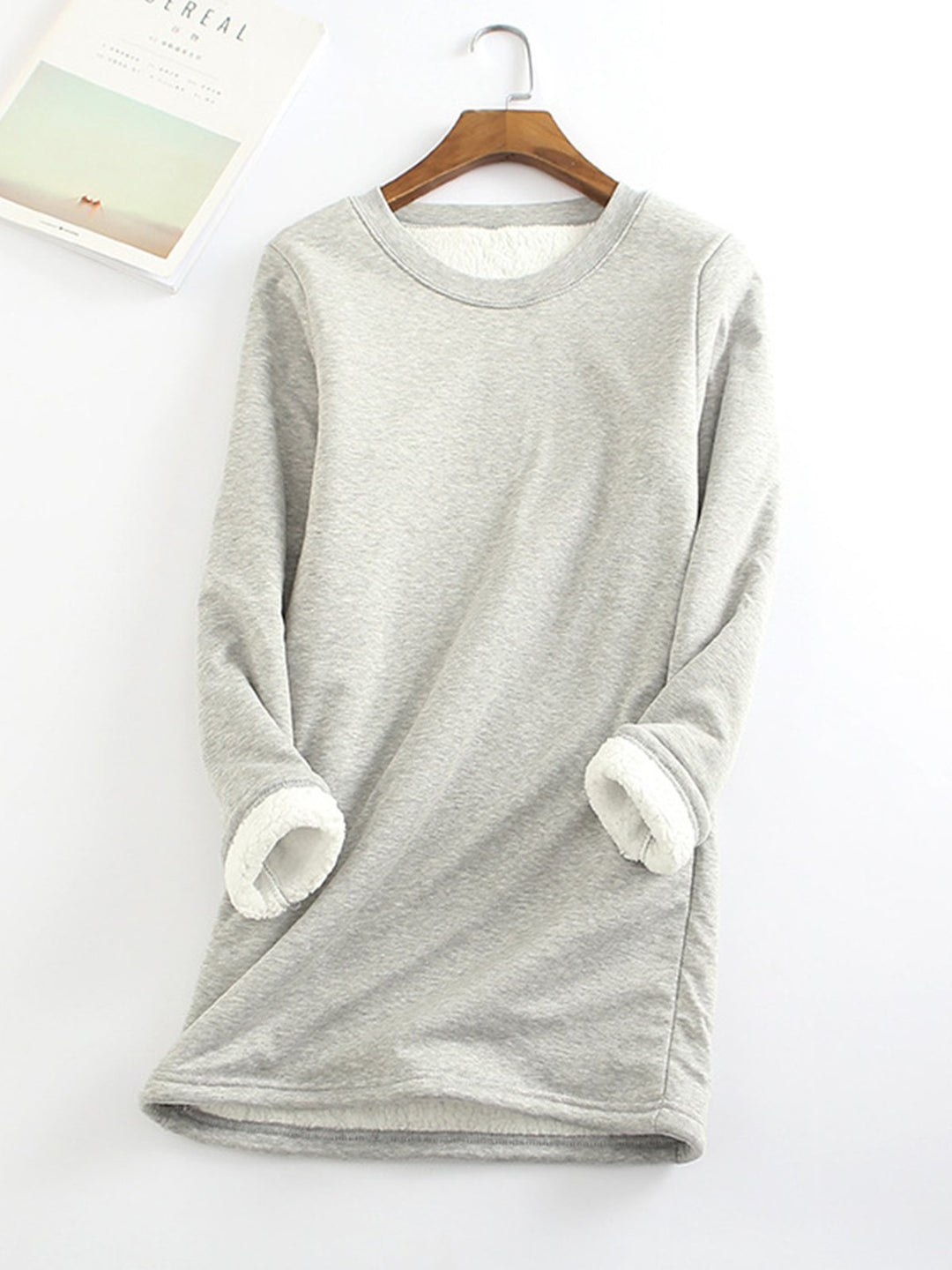 Comfysol Solid Color Round Neck Long Sleeve Warm T-shirt