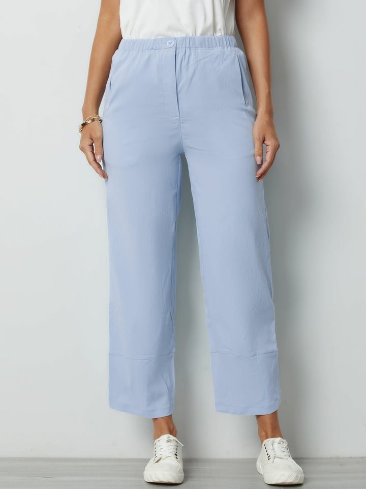 Comfysol Charcoal Solid Buttons with Pockets Casual Pants