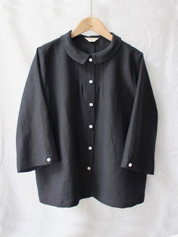 Comfysol Round Neck Button-up Casual Long Sleeve White Blouse