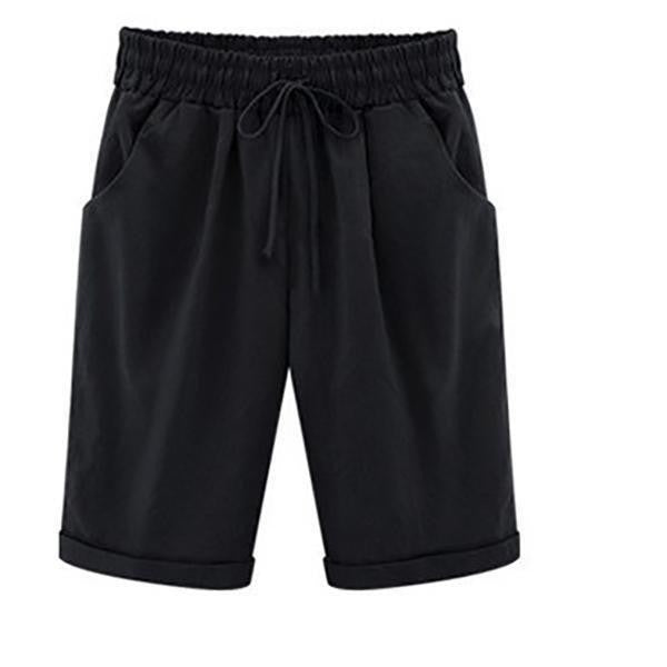 Comfysol Women's Casual Vacation Loose Cotton Shorts with Pockets