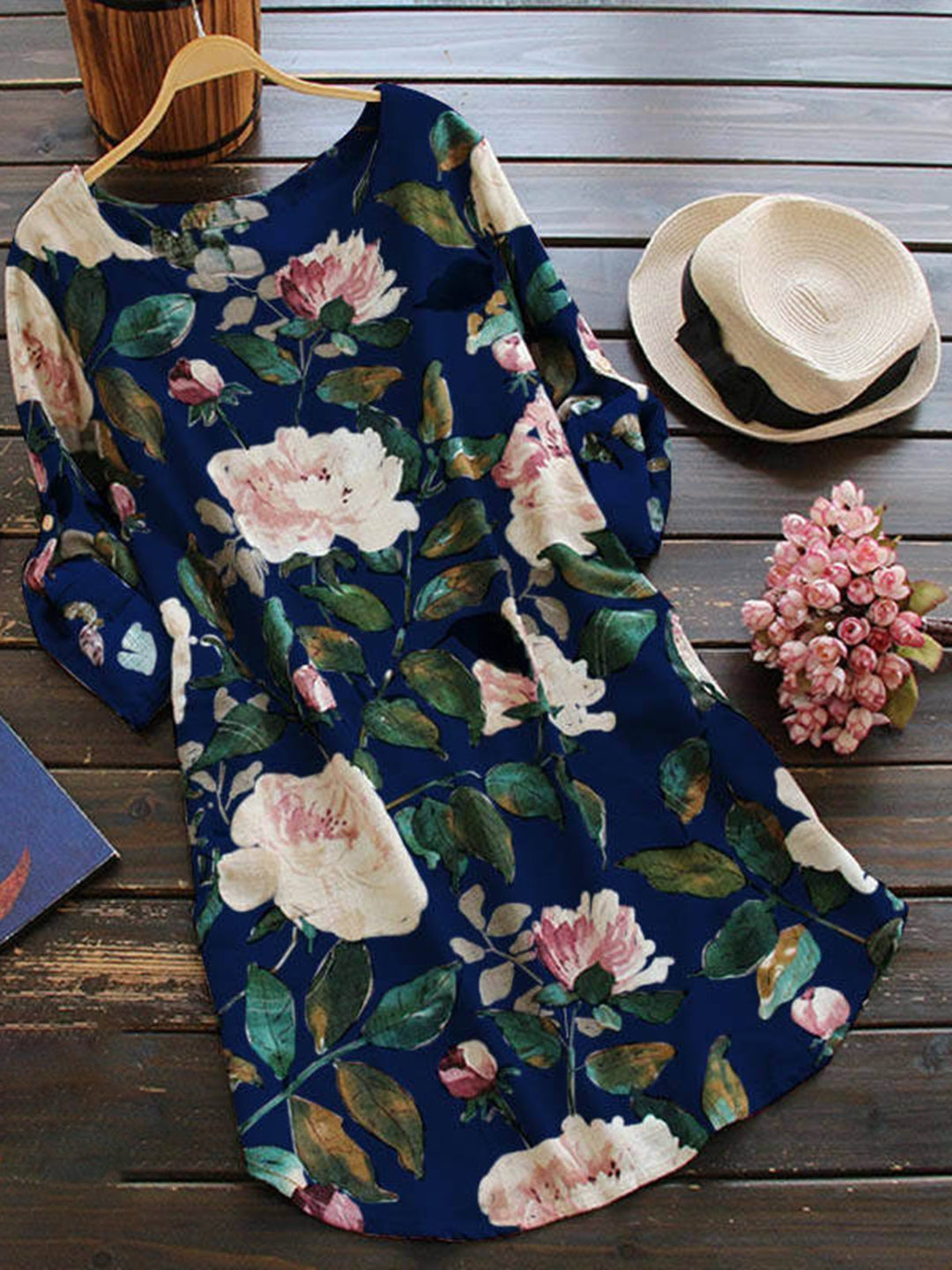 Comfysol Daily Long Sleeve Casual Floral Print Casual Dress