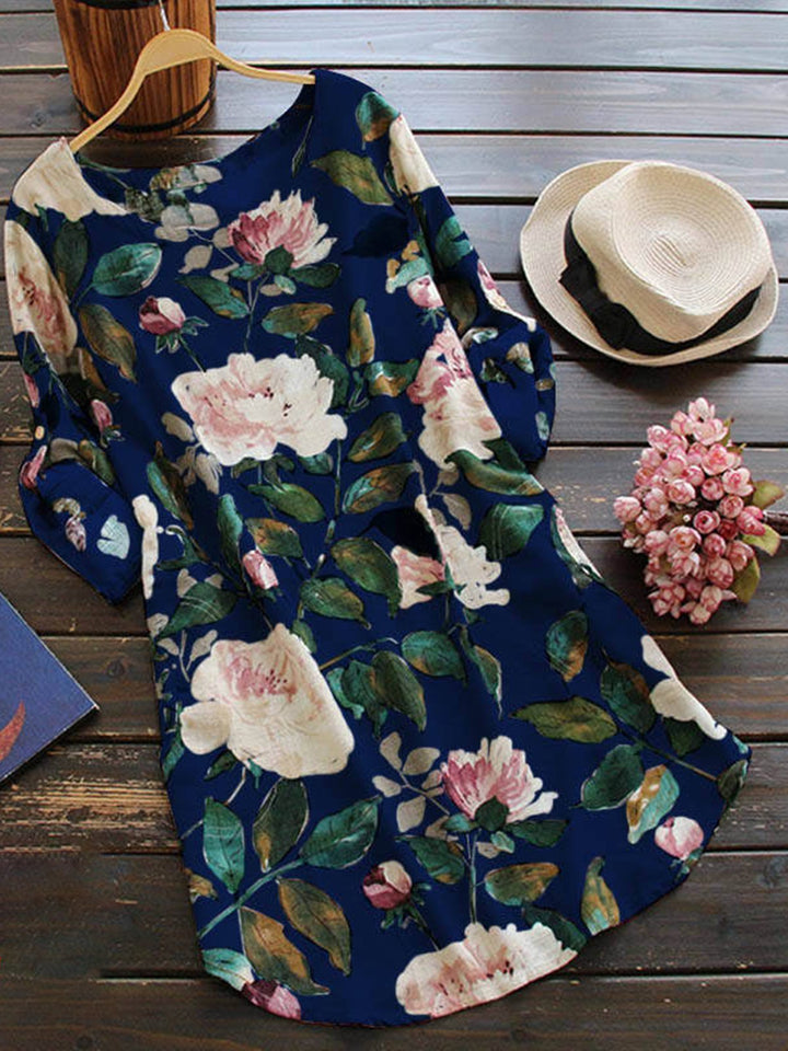 Comfysol Daily Long Sleeve Casual Floral Print Casual Dress